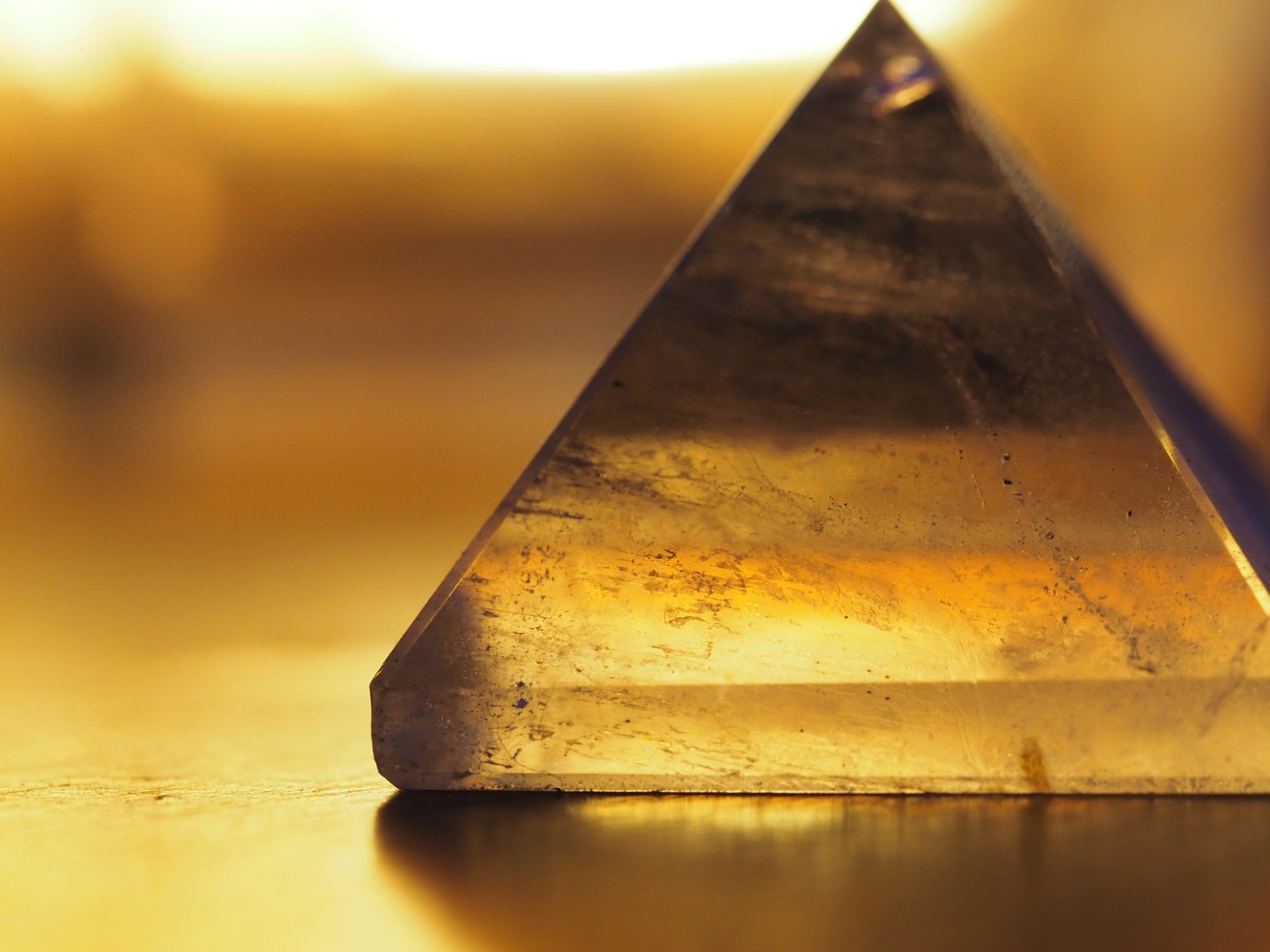 Crystal Pyramid with Gold Light